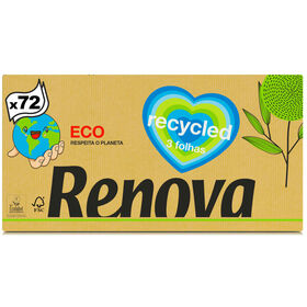 Lenços Faciais 3 Folhas 100% Recycled Renova 72 Un