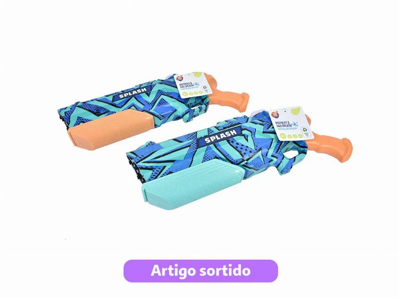 Pistola Água One Two Fun Splash 45Cm Cores Sortidas
