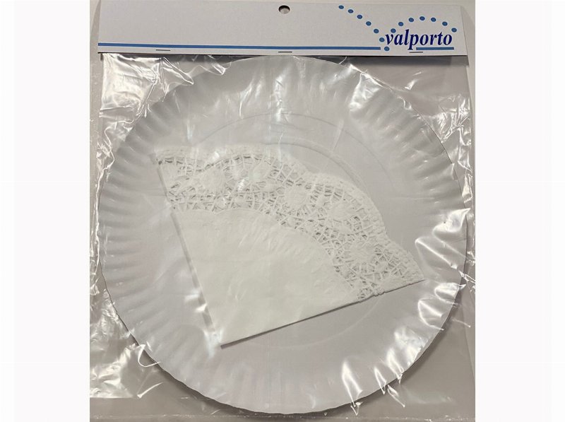 Prato Redondo Com Naperon Valporto Papel Branco 32Cm