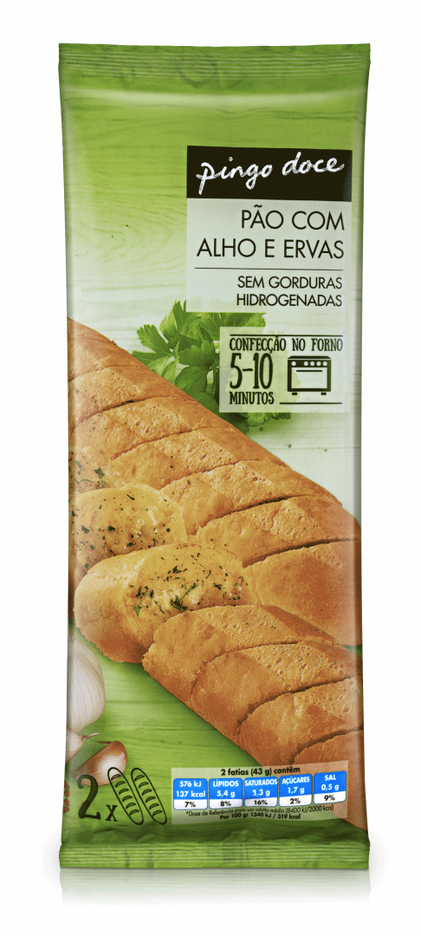 Pão De Alho E Ervas Congelado Pingo Doce 0.35Kg