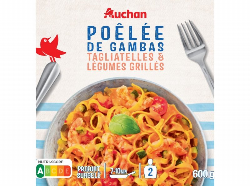 Salteado De Gambas Auchan Tagliatelles E Legumes 600 g