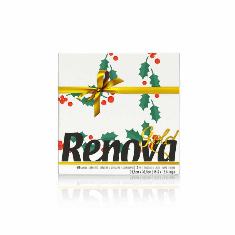 Renova Guardanapos Papel Holly Natal Dourado 20 Un
