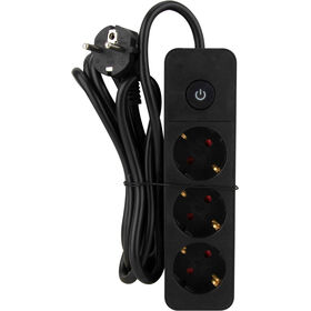 Bloco 3 Tomadas Com Interruptor Preto 2Mts Boost 1 Un