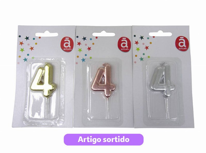 Vela Aniversário Nº4 Actuel Cores Sortidas