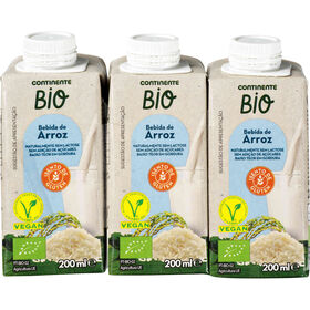 Bebida Vegetal De Arroz Continente Bio 3 X 200 ml