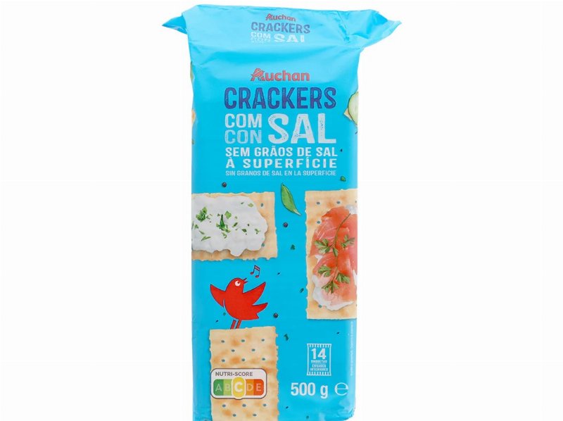 Bolacha Cream Cracker Auchan S/ Sal À Superficie 500 g 14Saq