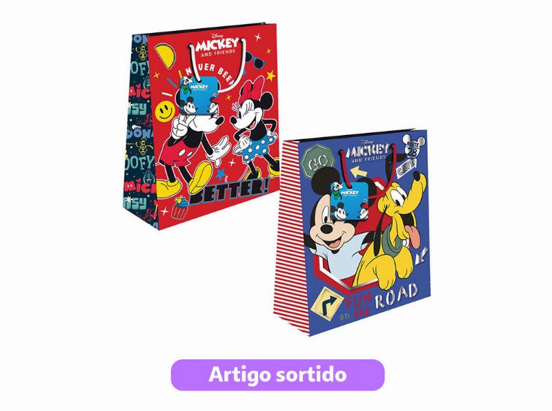 Saco Embrulho Mickey&Minnie Grande 33X45X10Cm Modelos Sortidos