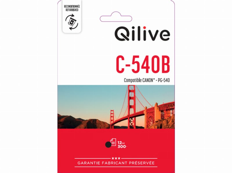 Tinteiro Qilive Compatível Canon C-540 Preto