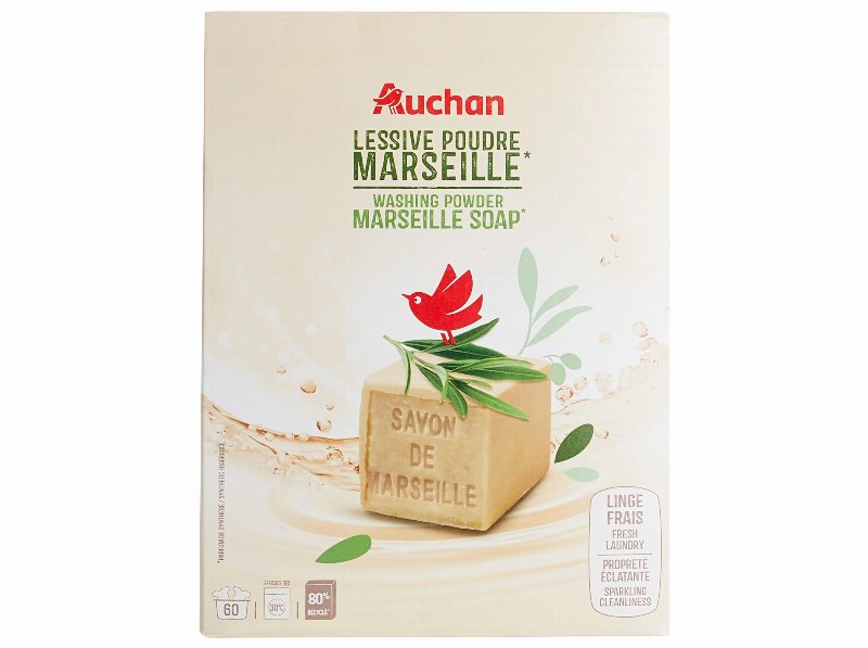 Detergente De Roupa Máquina Pó Auchan Sabão Marselha 60 Doses