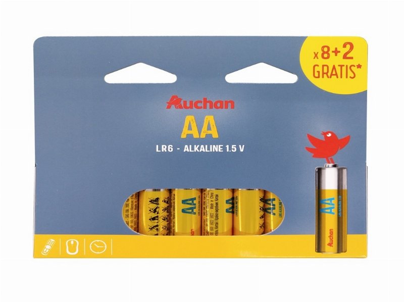 Pilhas Alcalinas Auchan Lr06 Aa 1.5V 10 Unidades