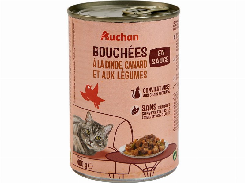 Comida Húmida Para Gato Auchan Pedaços Em Molho Com Peru Com Pato E Com Legumes 400 g