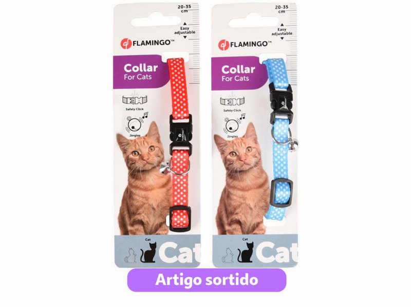 Coleira Gato Flamingo Aiwa 20-35Cm Cores Sortidas