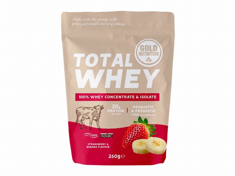 Proteína Goldnutrition Total Whey Morango Banana 260 g