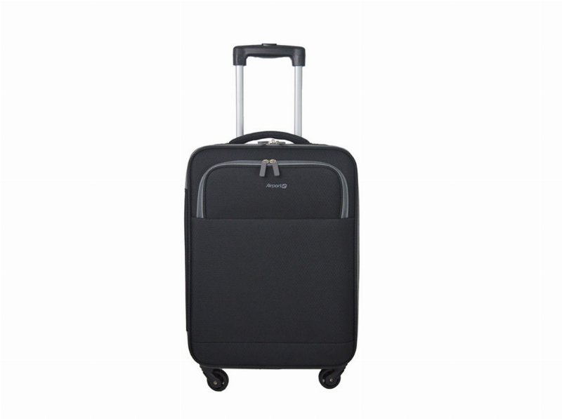 Mala De Cabine Flexível Airport Preto 4 Rodas 35X55X20Cm