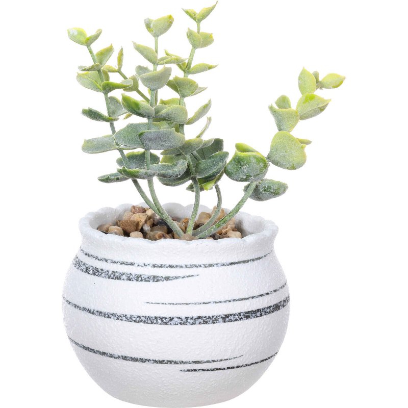 Planta Artificial Com Vaso Redondo 10X16Cm Branco Kasa