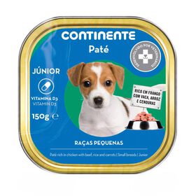Comida Húmida Para Cão Júnior Raças Pequenas Patê Frango E Vaca Terrina Continente 150 g