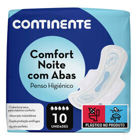 Pensos Higiénicos Comfort Noite Com Abas Continente 10 Un