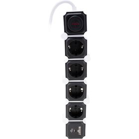 Bloco Snake 4 Tomadas E Usb Com Interruptor Preto Boost