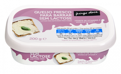 Queijo Para Barrar Sem Lactose Pingo Doce 0.2Kg