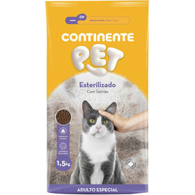 Ração Para Gato Adulto Esterilizado Salmão Continente Pet 1,5 kg