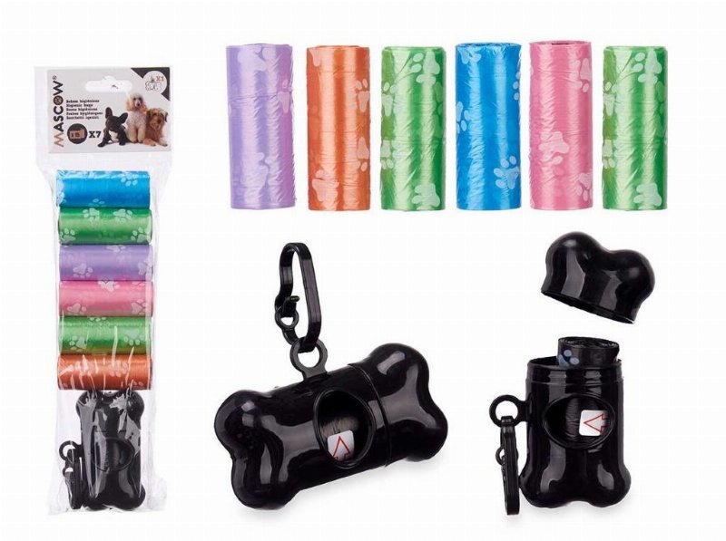 Sacos Para Dejetos Mascow Com Dispensador 7 Unidades