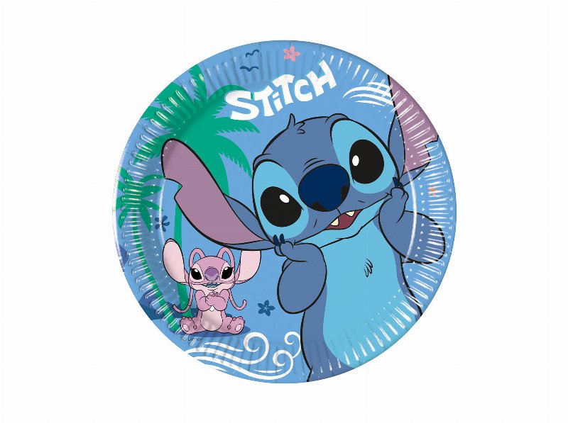 Conjunto 8 Pratos Descartáveis Stitch Papel 20Cm