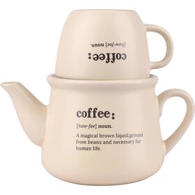 Conjunto Caneca 600 ml E Bule Bege Kasa 1 Un