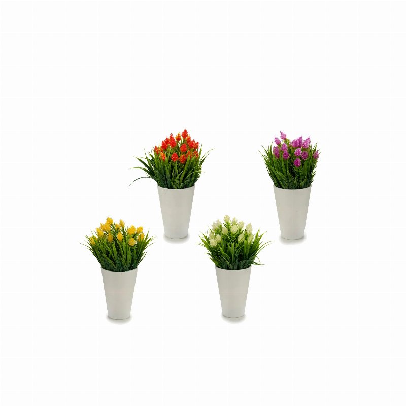 Vaso Branco Com Flor Artificial Espiga