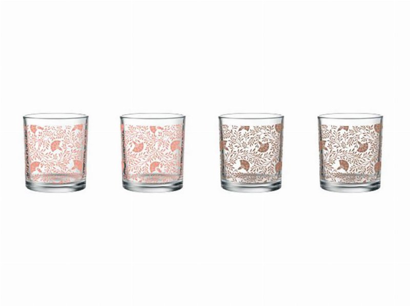 Conj 4 Copos Vidro Actuel Decorados 25 cl