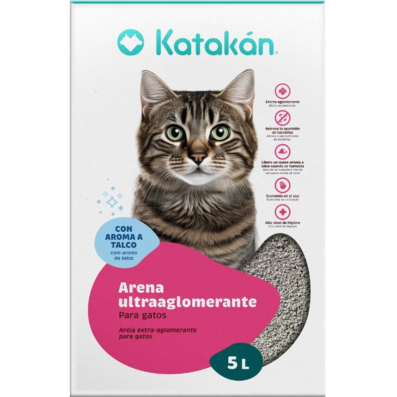 Areia Para Gatos Ultra-Aglomerante Antibacteriano Com Perfume Talco 5 l
