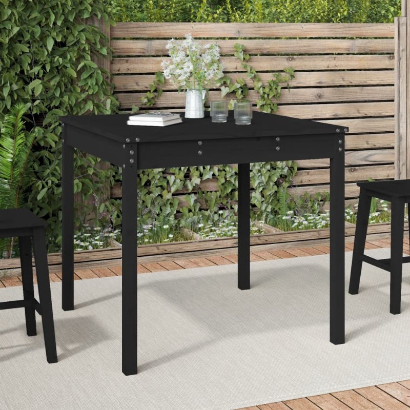 Hkh Mesa De Jardim 82,5X82, Madeira De Pinho Maciça - Preto