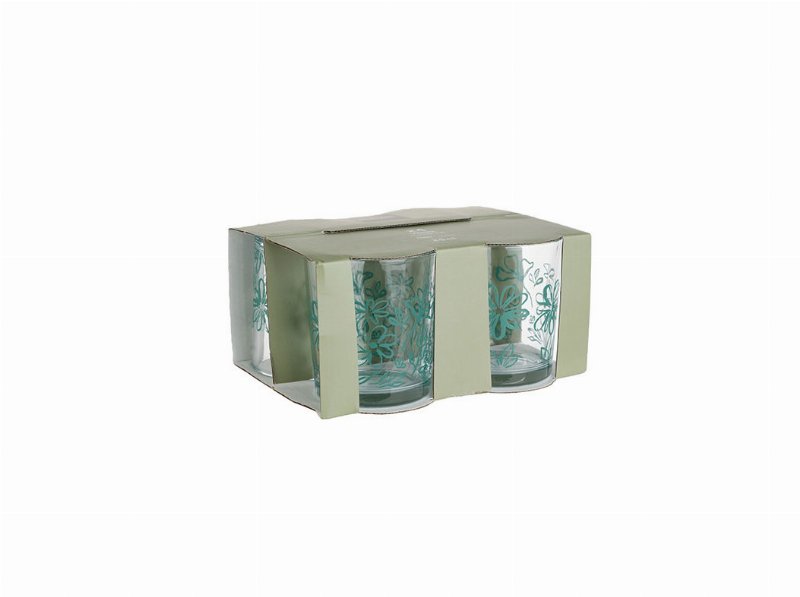 Conjunto De 4 Copos Vidro Actuel Azul 7.8X8.7Cm 25 cl