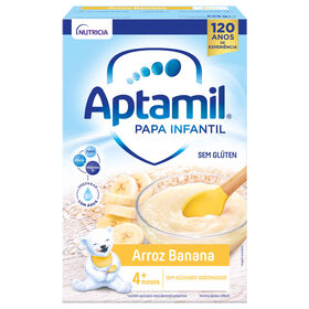 Papa Infantil Farinha Láctea Arroz Banana +4M Sem Glúten Aptamil 225 gr