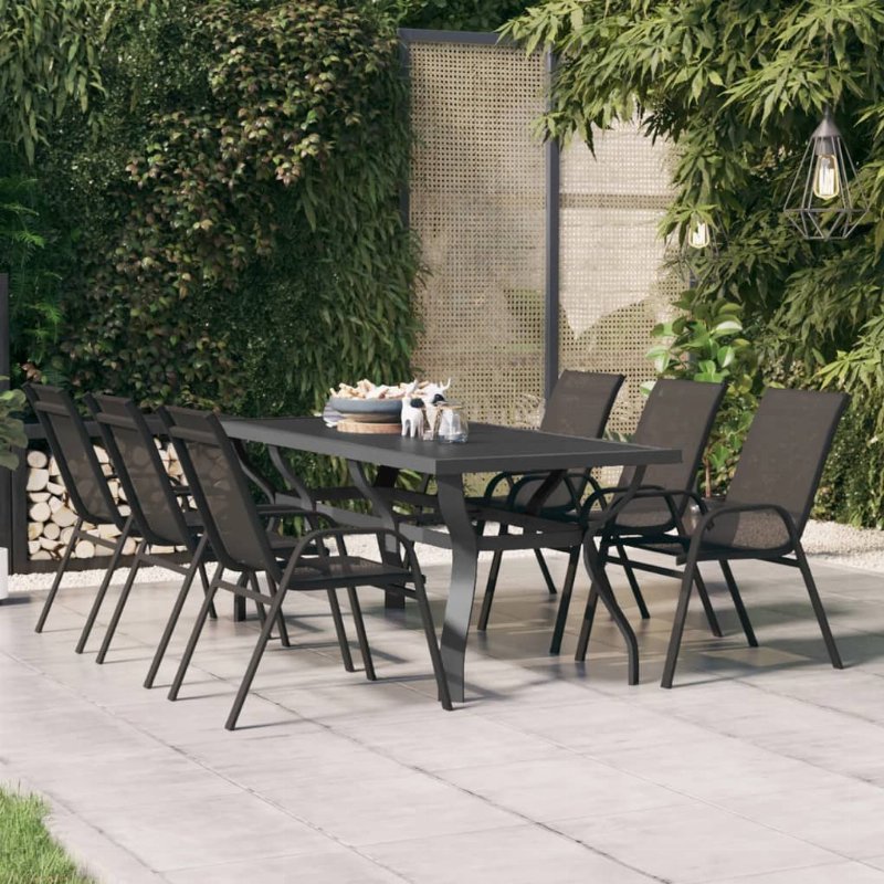 Hkh Mesa De Jardim Aço E Vidro Cinza/Preto - Cinzento