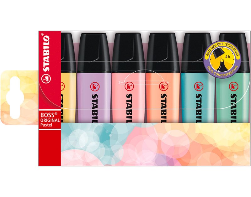 Sublinhador Boss Stabilo Pastel 6 Unidades