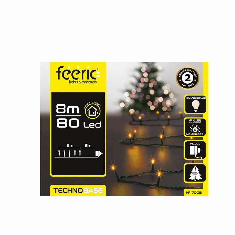 Hkh Luzes De Natal Branco Quente Para Exterior 8 Funções 80 Led 8 M