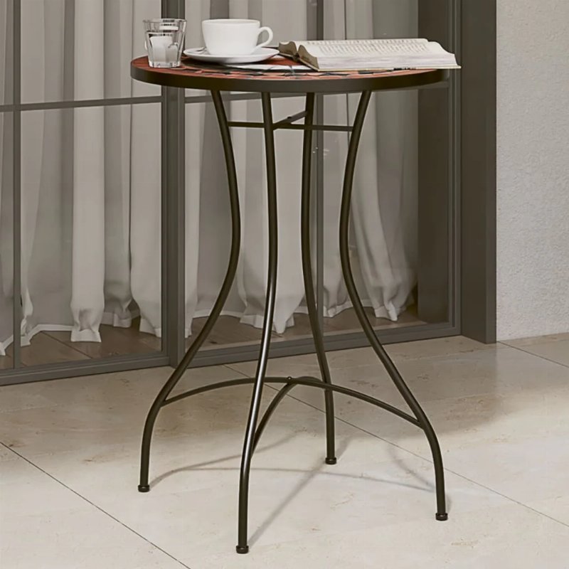 Hkh Mesa De Bistrô Em Mosaico Ã˜ Cerâmica Terracota E Branco - Laranja