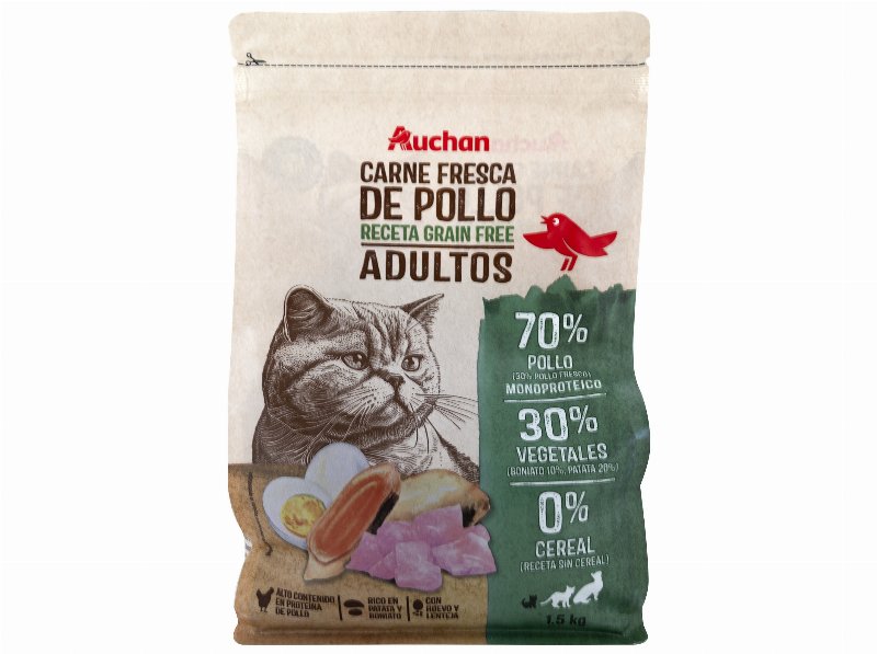Ração Para Gato Auchan Grain Free Frango Fresco 1.5 kg