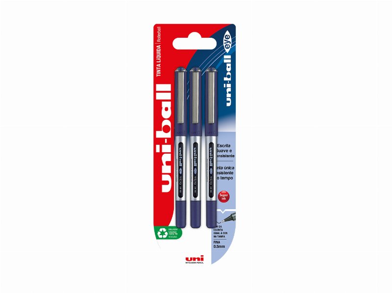 Esferográfica Gel Uni-Ball Eye Ub-150 Azul 3 Unidades