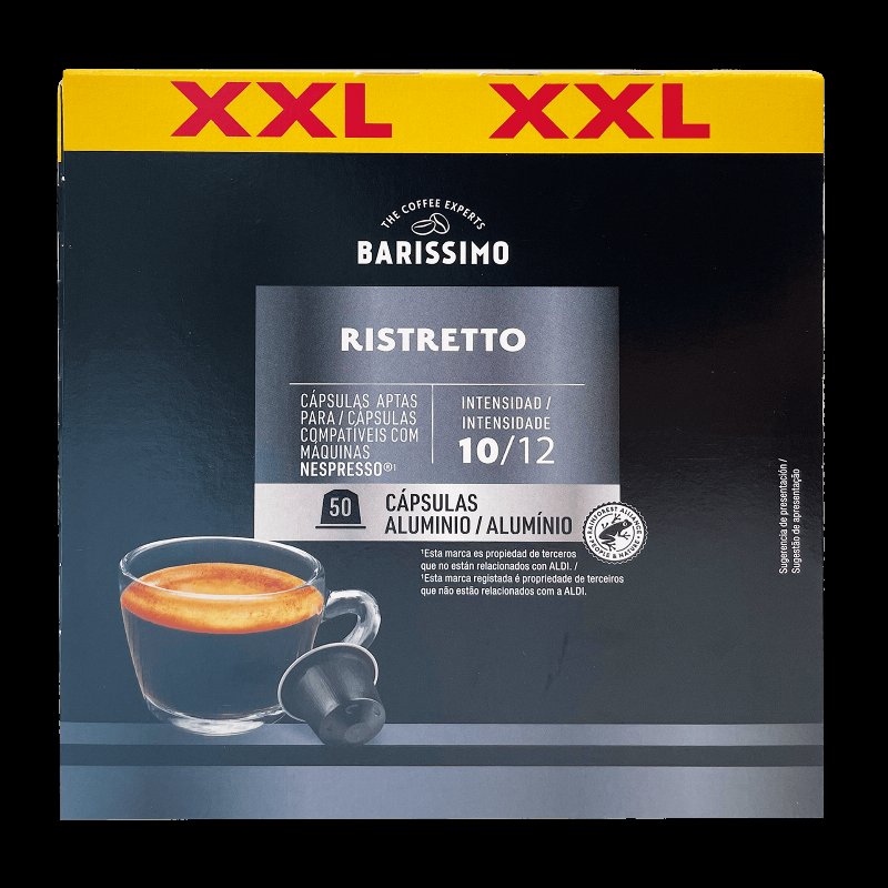 Cápsulas De Café Ristretto Compatíveis Com Máquina Nespresso; Intensidade 10; 50 Cápsulas Em Alumínio 