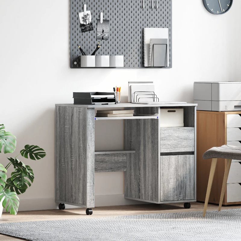 Hkh Mesa De Computador Cinza Cinza Sonoma Madeira Engenharia Médio