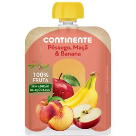 Saqueta De Fruta Pêssego, Maçã E Banana +8M Continente 90 gr