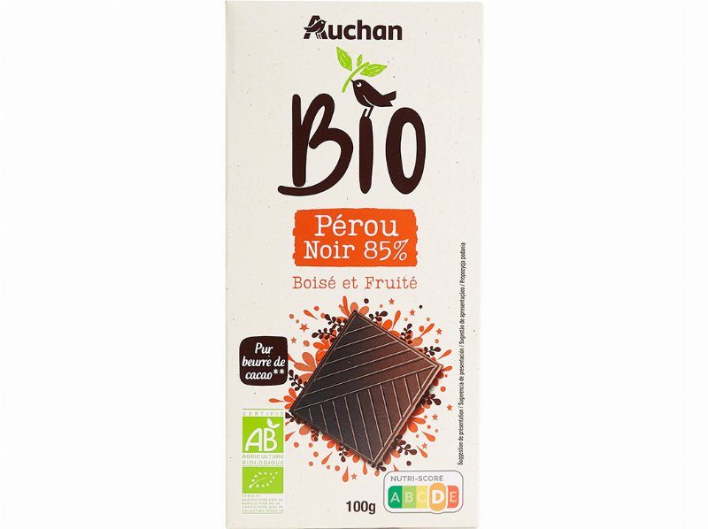 Chocolate Negro Auchan Bio Cultivamos O Bom Peru 85% 100 g