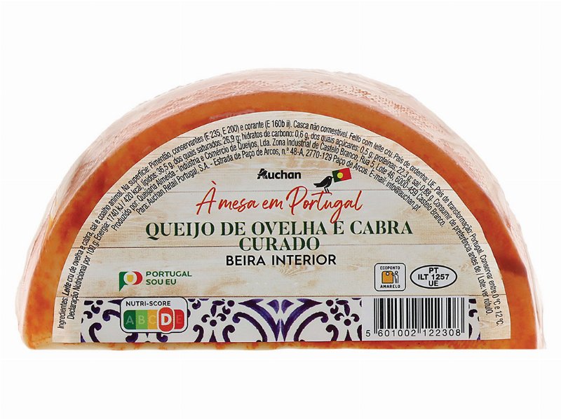 Queijo Mistura Auchan À Mesa Em Portugal Ovelha E Cabra Curado Un