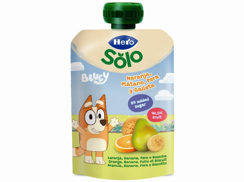 Saqueta Fruta Hero Bluey Laranja Banana Pera E Bolacha 100 g