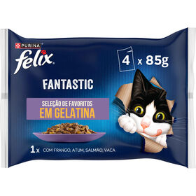 Comida Húmida Para Gato Seleção Favoritos Em Gelatina Purina Felix 4 X 85 g