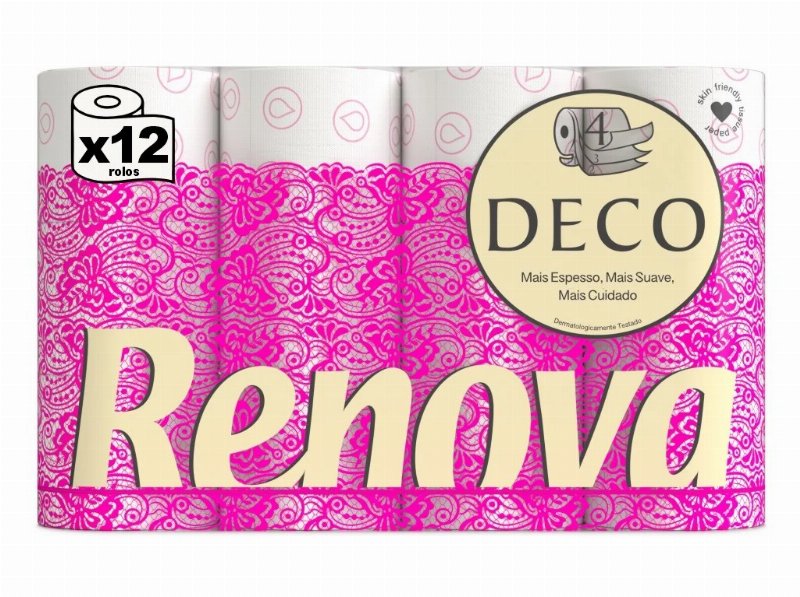 Papel Renova Higiénico 4 Folhas Deco 12 Rolos