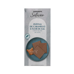 Tablete De Chocolate De Leite Com Pepitas De Caramelo E Flor De Sal Continente Seleção 100 gr