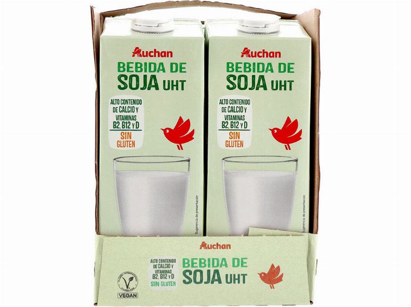Bebida Soja Uht Auchan Sem Glúten 6X1 l