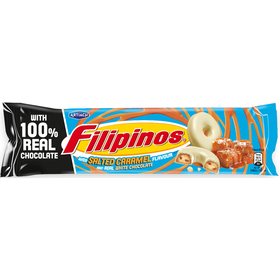 Bolachas Com Cobertura Chocolate Branco E Recheio Caramelo Salgado Filipinos 118 gr